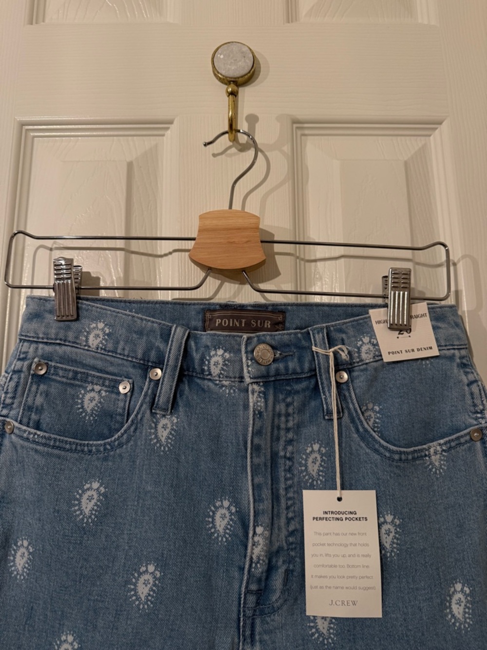 J. Crew Point Sur Blue Paisley Skinny Jeans